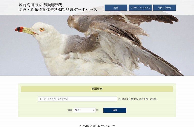 陸前高田市立博物館所蔵 剥製・動物遺存体資料修復管理データベース